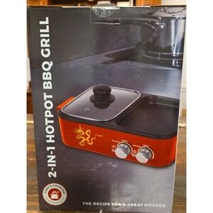 Chef's Counter 2 in 1 Hotpot BBQ Electric Grill Multi-Cooker 2 Temperature New